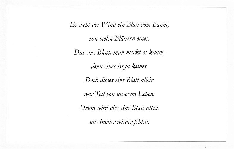 Trauerkarte Gedicht